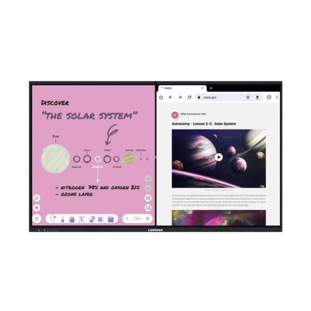 Luminex 98-Inch 4K UHD & AI Built-in Camera Smart Interactive Whiteboard, Android 15.0, RAM 8GB, Storage 128GB — thumbnail 3 of 4