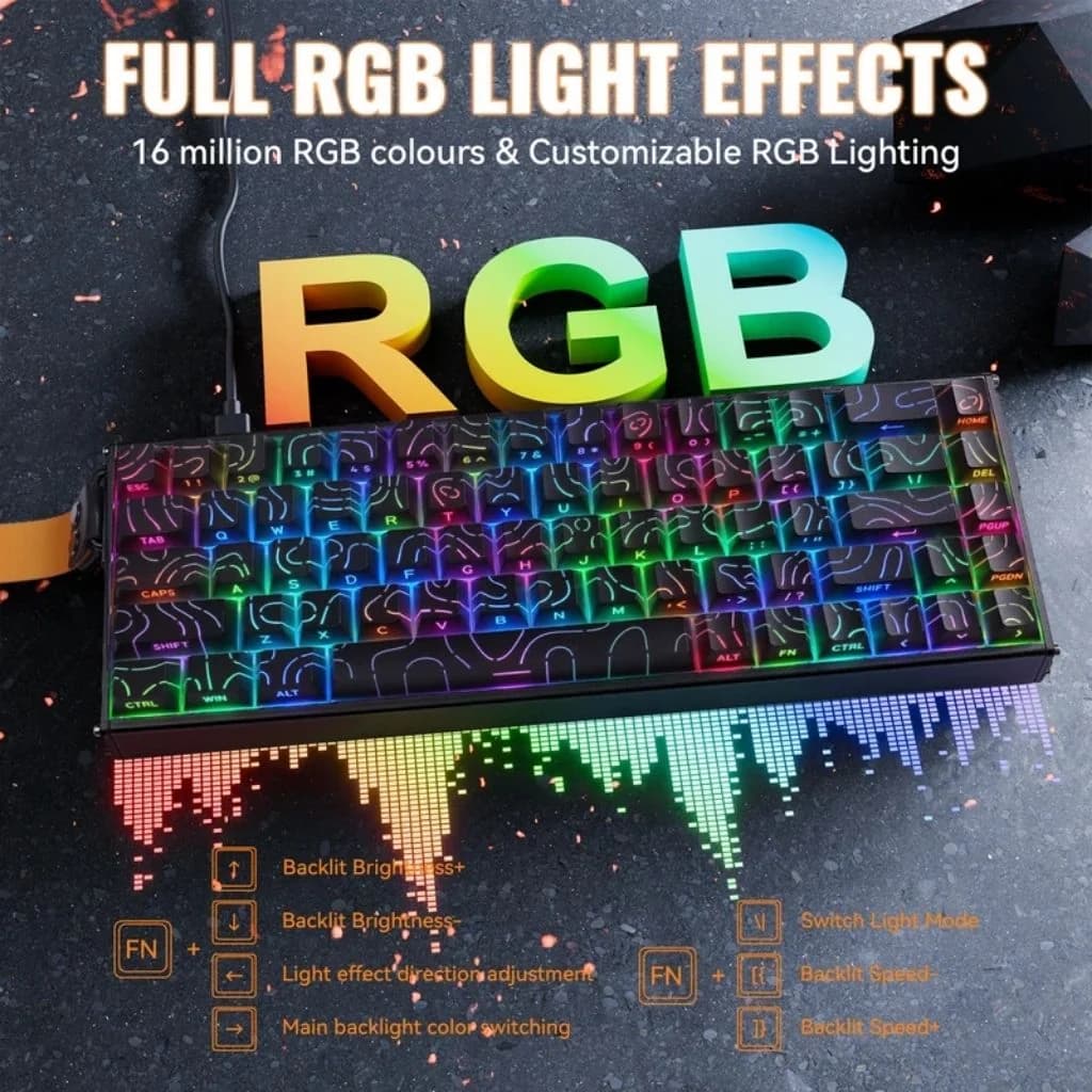 ATTACK SHARK X68 MAX HE Wired Rapid Trigger Gaming Keyboard - Black Contours — thumbnail 5 of 6