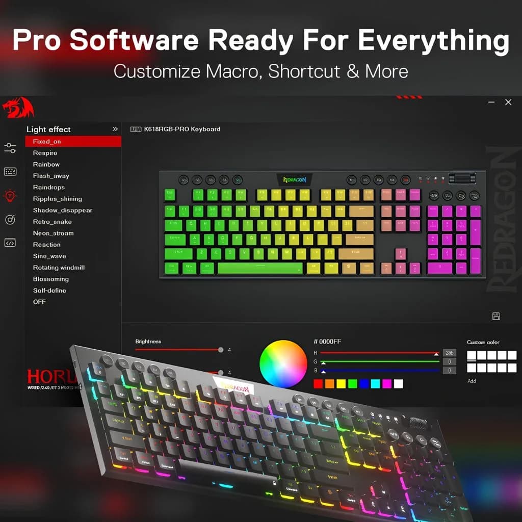Redragon HORUS K618 Wireless Gaming Keyboard - Black — thumbnail 4 of 6