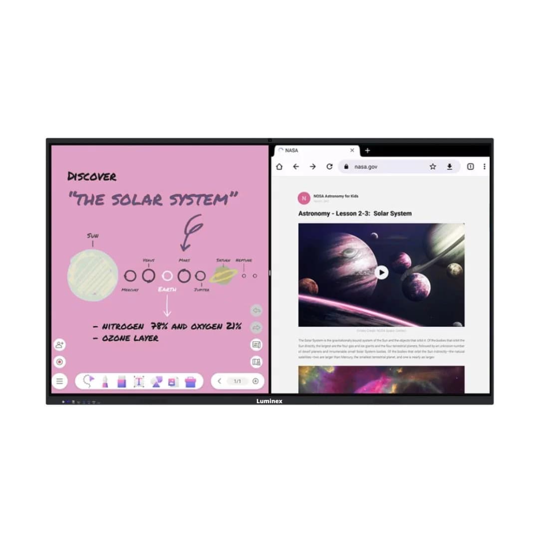 Luminex 86-Inch 4K UHD & AI Built-in Camera Smart Interactive Whiteboard, Android 15.0, RAM 16GB, Storage 256GB — thumbnail 2 of 4