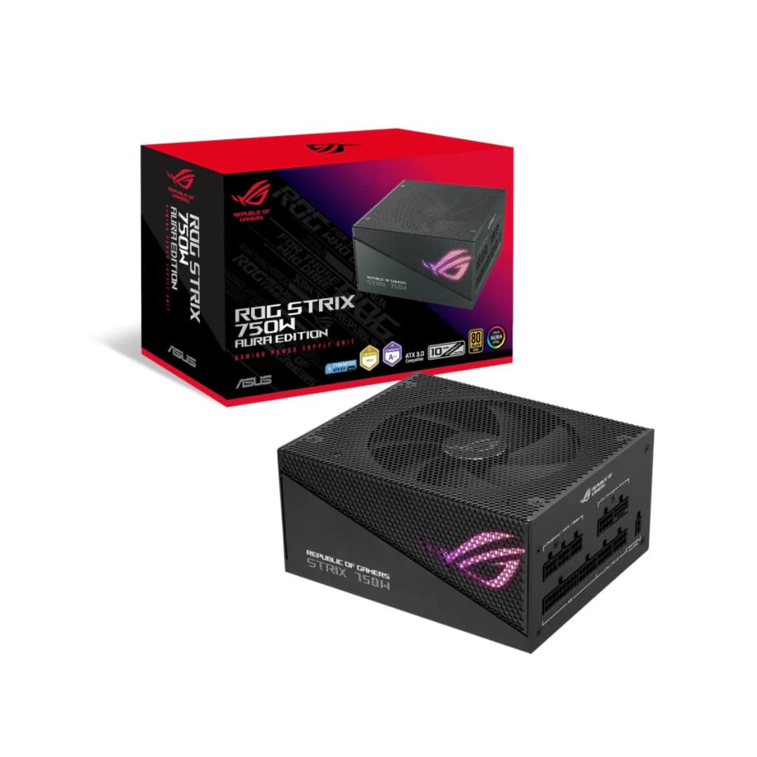 ASUS ROG STRIX GAMING 750W Gold Aura Edition, Full Modular, 80+ Gold, PCIe 5.0 , ATX 3.0, Black