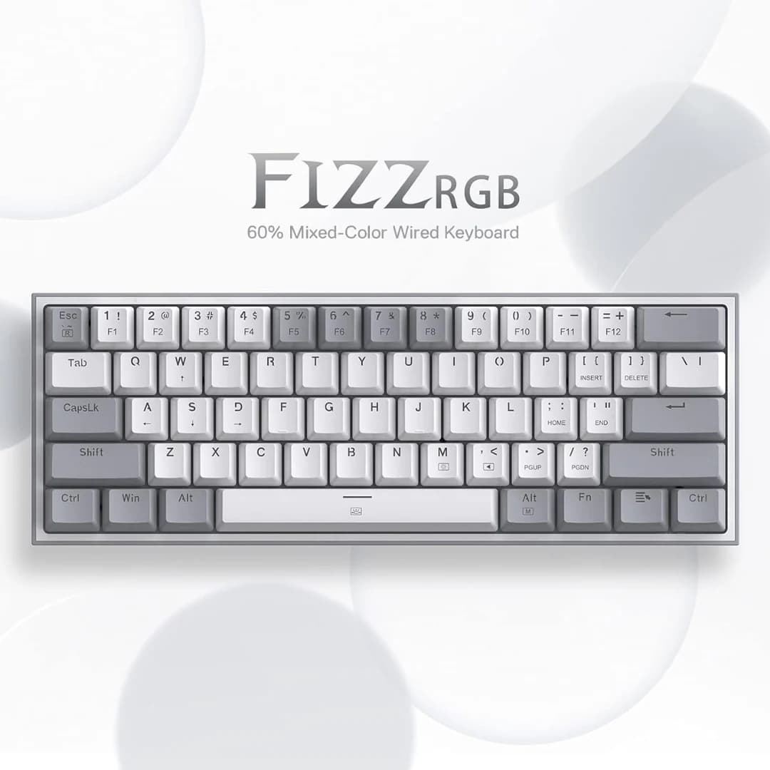 Redragon K617 Fizz 60% Mechanical Gaming Keyboard - Gray White — thumbnail 2 of 4