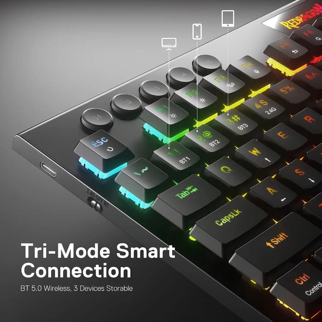 Redragon HORUS K618 Wireless Gaming Keyboard - Black — thumbnail 6 of 6