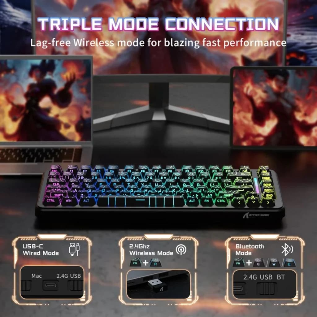 ATTACK SHARK X82 PRO HE Wireless Gaming Keyboard - Black — thumbnail 6 of 7