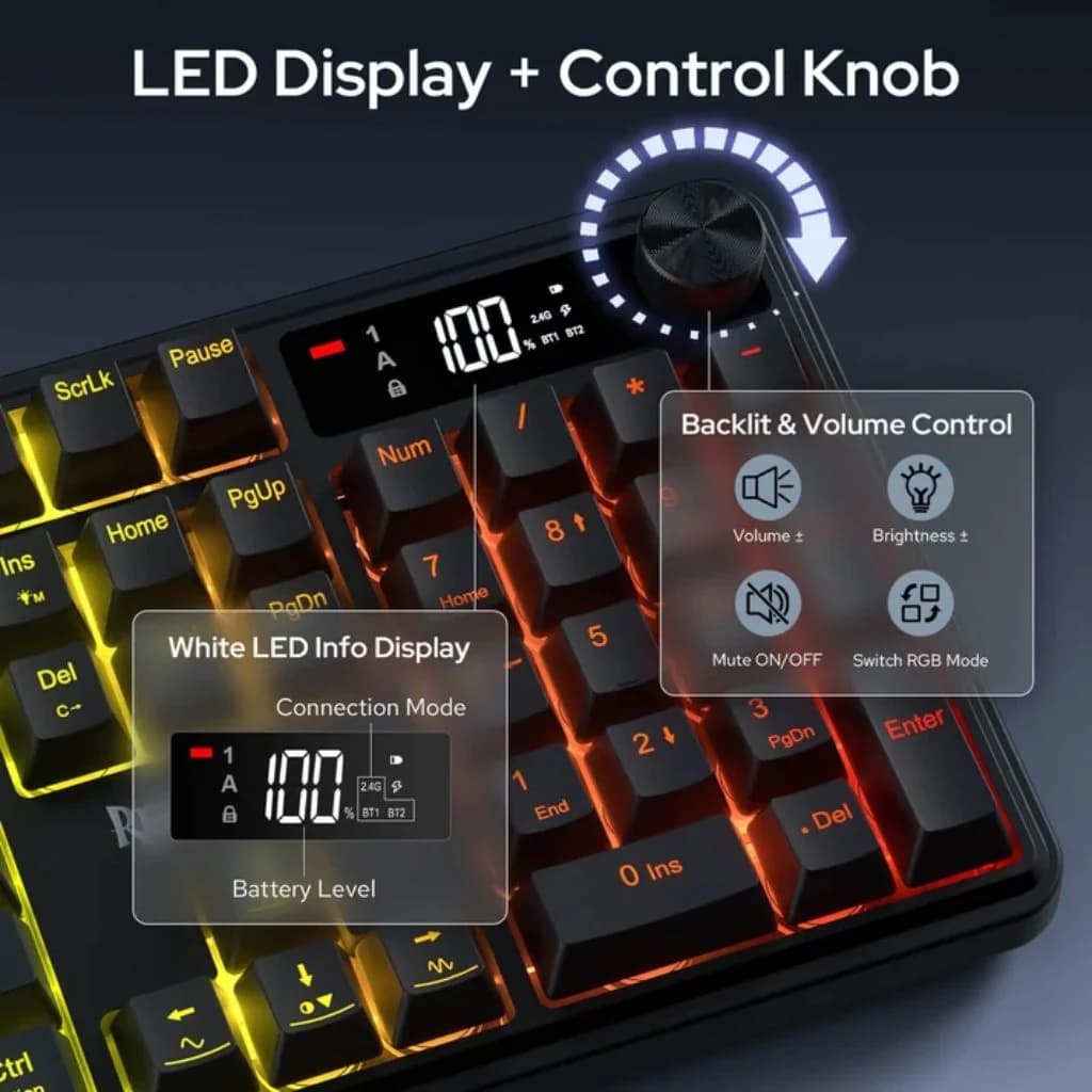 Redragon VOLCANO K526-WL Wireless Gaming Keyboard - Black — thumbnail 3 of 5